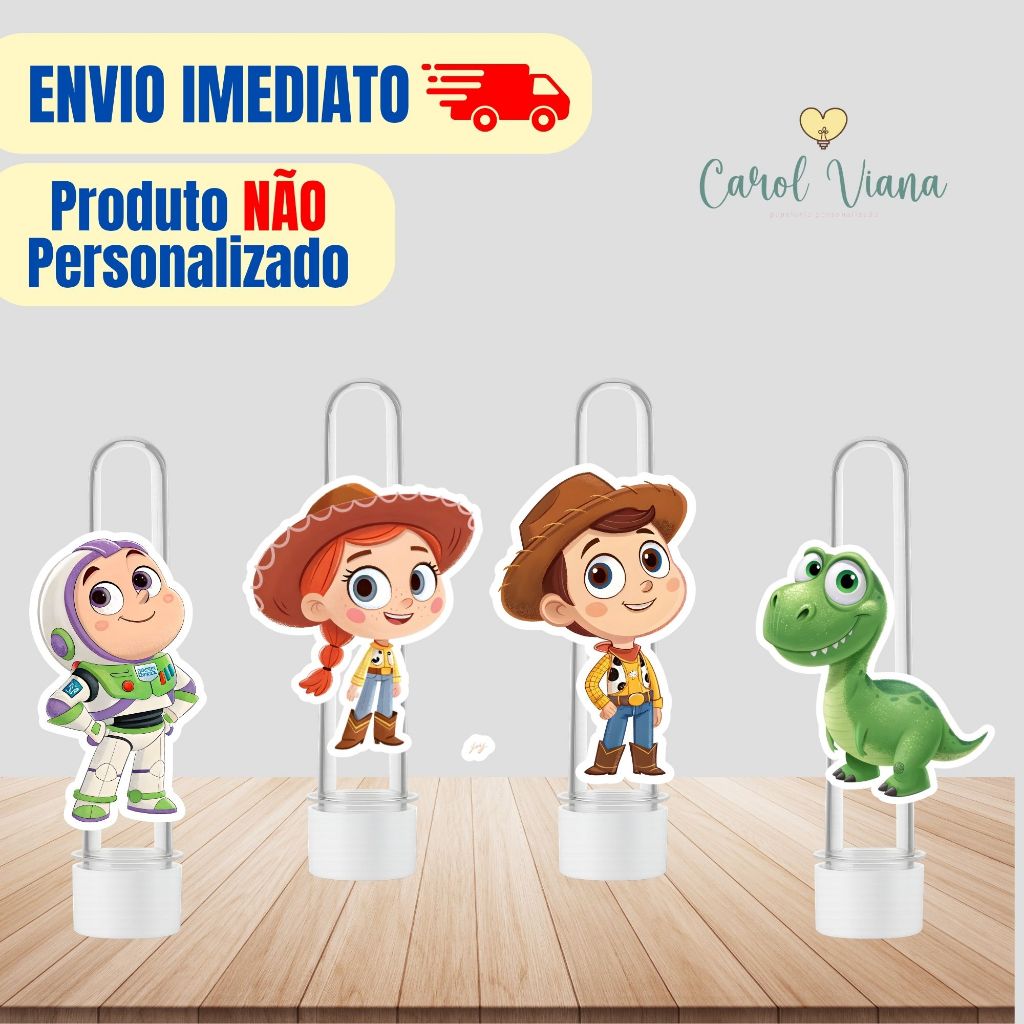 Aplique Para Tubete Toy Story Cute Aquarela | Tag Topper Personalizado | Lembrancinha Festa Infantil | Aniversário