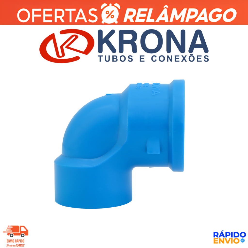 Kit Joelho Cotovelo 10 Unidades 25mm x 1/2 Com Bucha Latão Soldável Krona — imagem 2 de 2