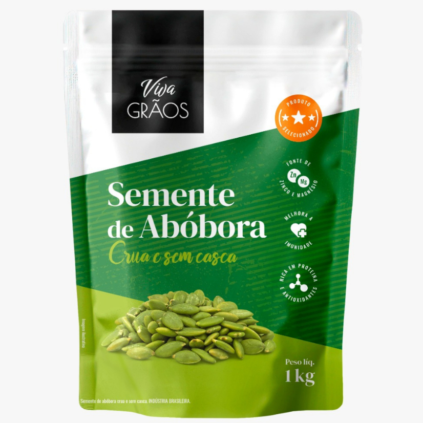 SEMENTE DE ABOBORA SEM CASCA CRUA - VIVA GRÃOS