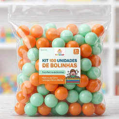 100 Bolinhas para Piscina de Bolinhas 71mm Laranja e Verde Água Infantil Decoração