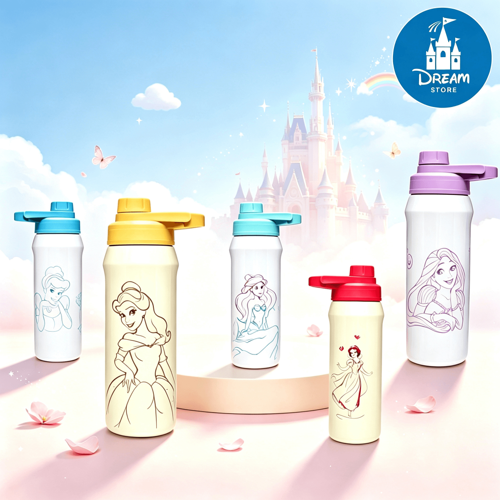 Garrafas Térmicas Princesas 550 ML Inox Resistente - Bebidas Quentes ou Frias O