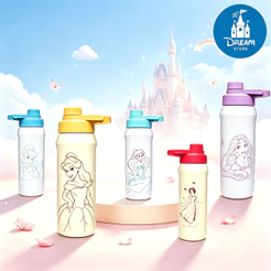Garrafas Térmicas Princesas 550 ML Inox Resistente - Bebidas Quentes ou Frias Original Disney