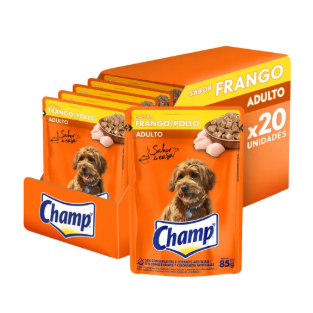 20 Rações Para Cachorro Adulto Champ Frango Sache 85G