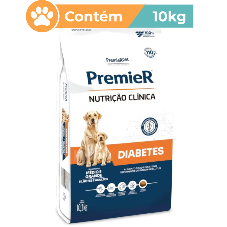 Ração Premier Clínica Diabetes Cães Adultos Médio Grande 10,1kg