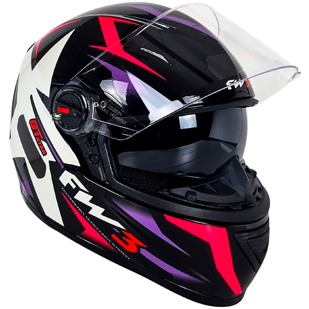 Imagem Capacete Moto GTX Star Lilás e Rosa Óculos Interno + Viseira FW3