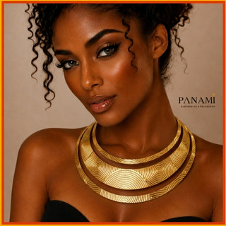Colar Feminino max dourado Luxo | Gargantilha Moderna Sofisticada | Acessório Premium para Festa e Elegante