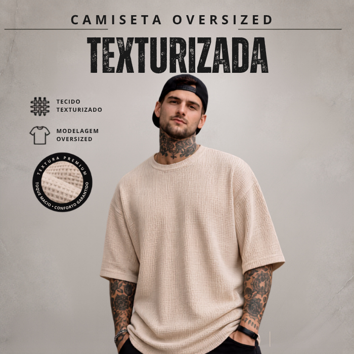 Camiseta Oversized texturizada Camisa Canelada Oversized Streetwear Casual