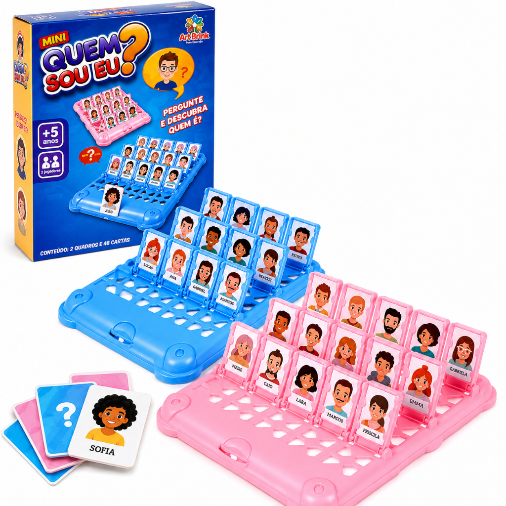 Jogo de Mesa Quem Sou Eu? Diversão Jogo Educativo17x12cm Tabuleiro