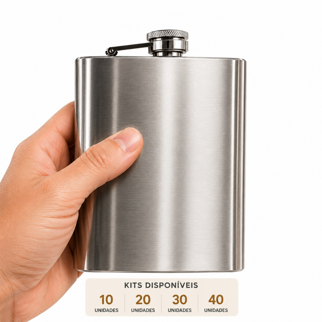 10 Cantil De Bolso 236ml Porta Bebida Whisky Vodka Rum Em Aço Inox