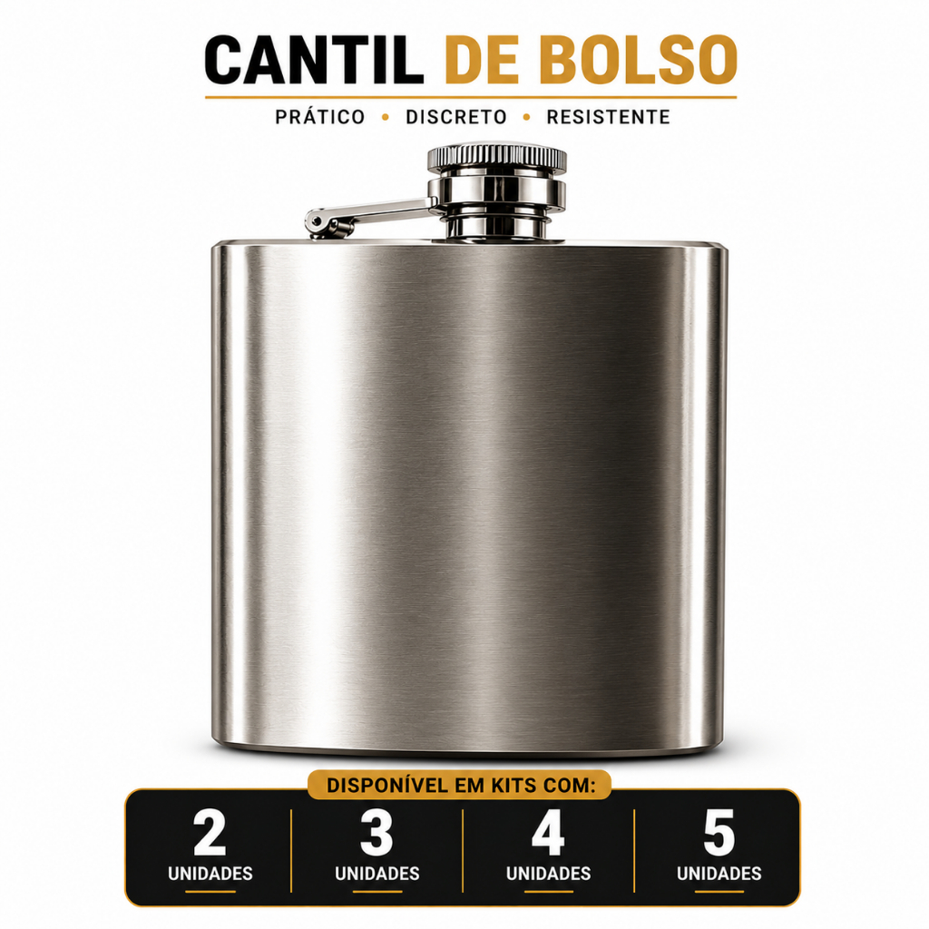 Kit Cantil De Bolso 207ml Porta Bebida Aço Inox Não Realizamos Personalização