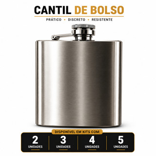 Kit Cantil De Bolso 207ml Porta Bebida Aço Inox Não Realizamos Personalização