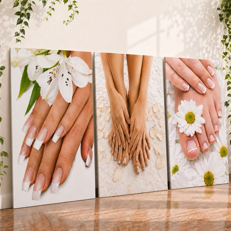 Quadro De Parede Decorativo 3 Peças Manicure Pedicure