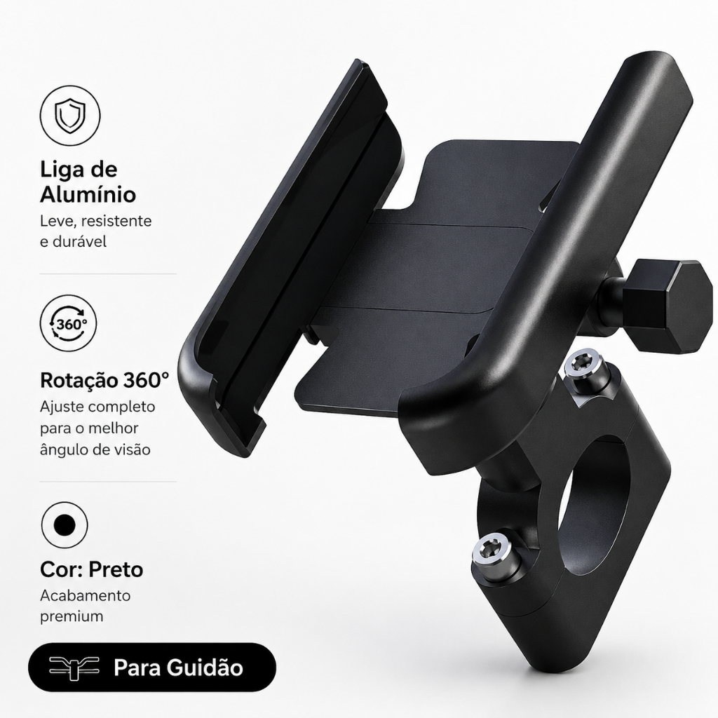 Suporte de Celular Moto Bicicleta Alumínio Ajustável 4-6.5 Polegadas para Smartphone GPS