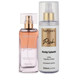 Kit Perfume Capilar 50ml e Body Splash Rich 200ml Barbour's Beauty