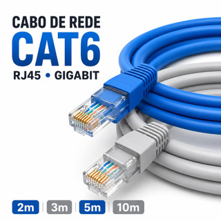 Cabo de Rede CAT6 RJ45 Internet Gigabit Ethernet 2m 3m 5m 10m Para Jogos TV PC Gamer Roteador Alta Velocidade
