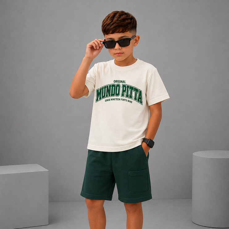 Camisa+Bermuda  MASCULINO Roupa Infantil Menino para Natal e Fim de Ano,Fresquinha e Confortável | 1/2 anos a 14 Anos