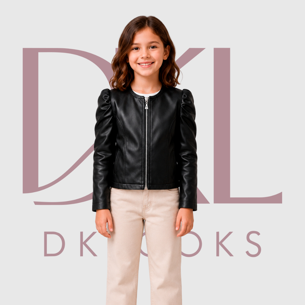 Blusa Jaqueta Infantil Menina Jaquetinha De Couro Sintético Com Zíper Inverno Infantil