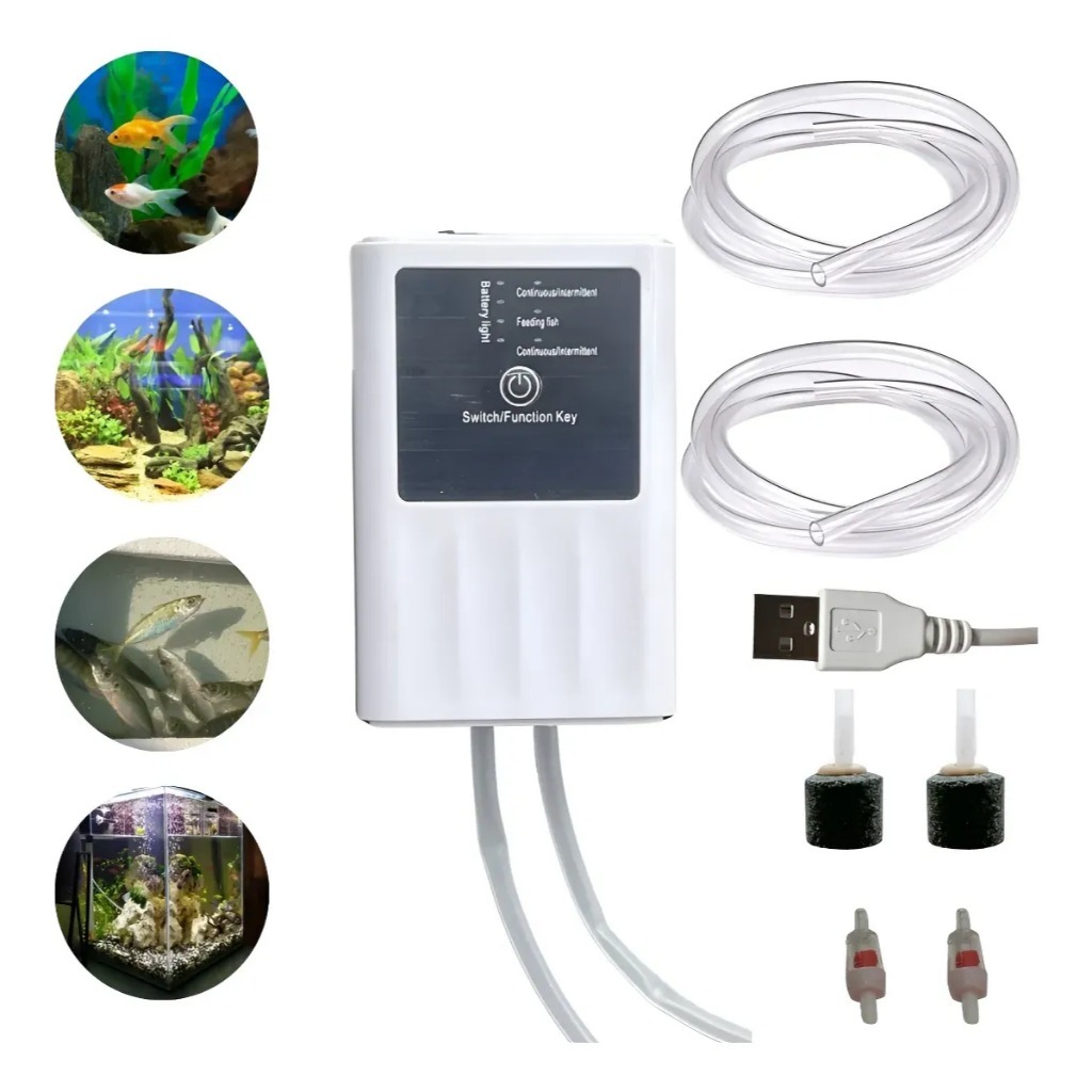 Oxigenador Aquário Nobreak Com 2 Saídas De Ar - Bivolt 3/1.5 W 127/220v