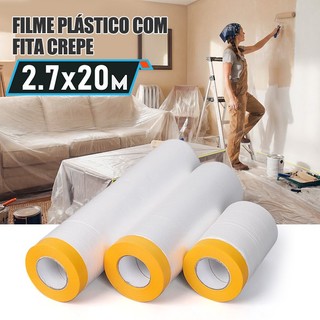 Filme Lona Mascaramento Eletrostatico Com Fita Crepe Reformas Salva Pintura Proteção
