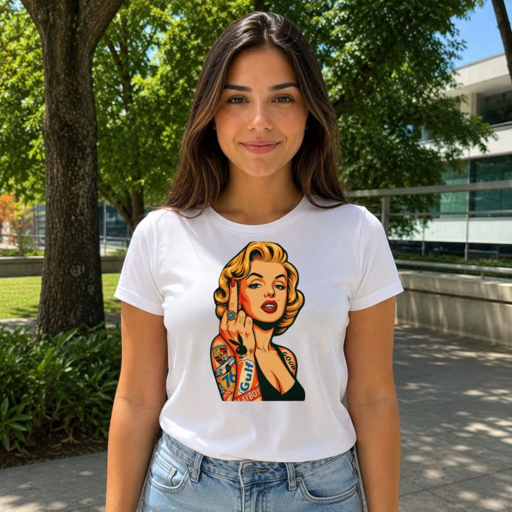 Camiseta Feminina Estampada Marilyn Monroe Básica Casual 100% Algodão Moderna Confortável Look Estiloso Envio Imediato