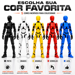 Boneco Articulado Dummy 13 Brinquedo Infantil Figura Criativo de Manipular e Montar Acessórios