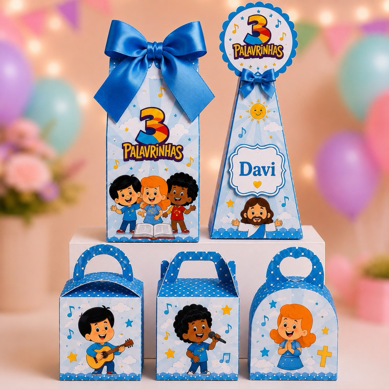 Caixinhas Personalizadas 3 palavrinhas Três Palavrinhas para lembrancinha de festa, aniversário, mesversario.