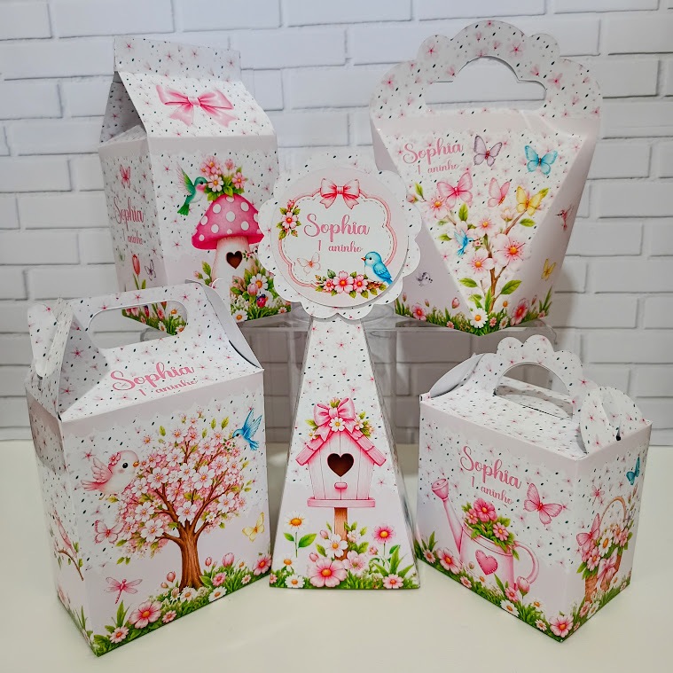 Kit Caixinha Jardim Encantado Personalizada | Lembrancinha Festa Aniversário Jardim Encantado "pegue e monte"