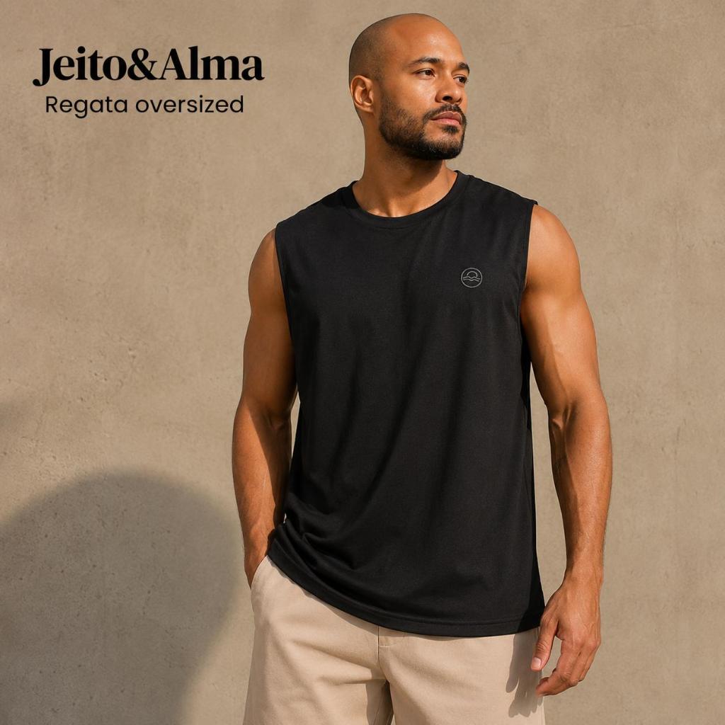 Camiseta Regata Masculina Oversized Dry Fit Premium Academia Treino Fitness Esportiva Confortável Casual