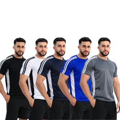 KIT 5 Camisetas Esportivas Masculinas Dry Fit Treino Fitness Academia Corrida Leve Respiravel