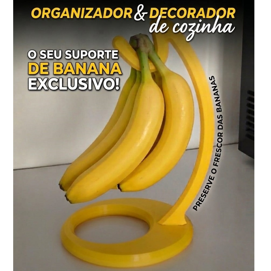 Suporte de Mesa Fruteira - Gancho Para Pendurar Bananas Multiuso