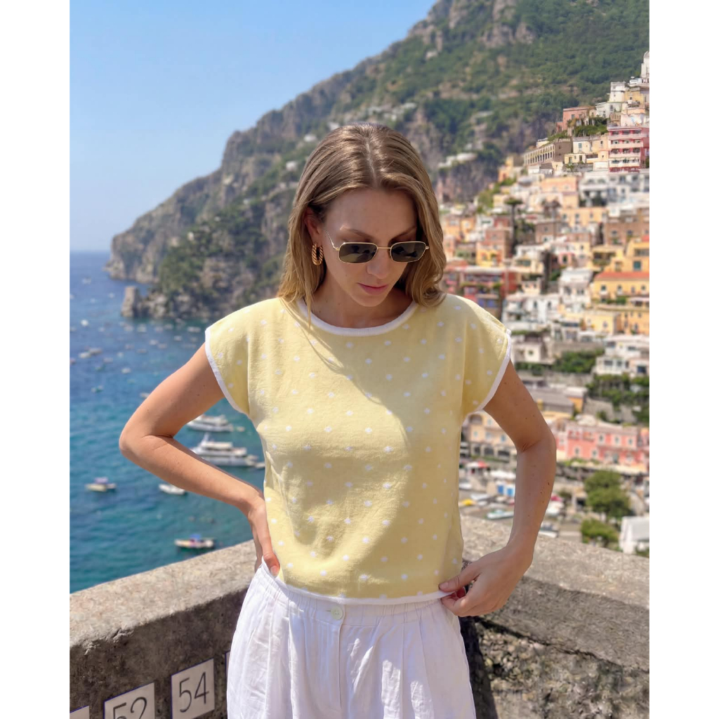 Blusa Tricot Modal Bolinhas Poa Manga Morcego Primavera Verão Tendencia Moda — imagem 2 de 2