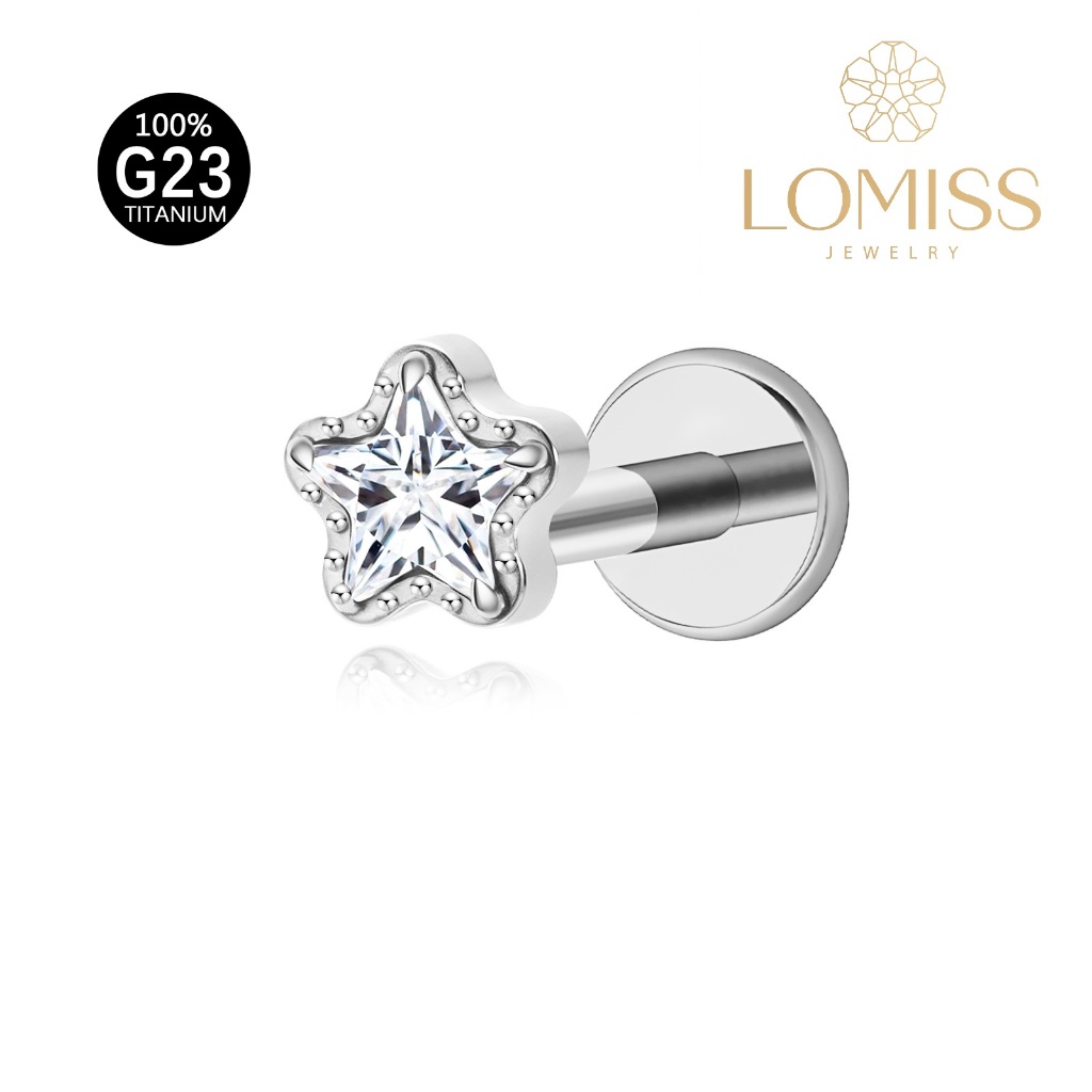 Piercing Labret Zircônia Estrela 100% Titânio G23 PVD | Helix, Tragus, Conch, Nariz, Boca‑Medusa Piercing de Orelha Mult · foto 2
