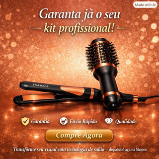 Kit Chapinha + Escova Secadora Profissional Bivolt | Kit Completo 1300W
