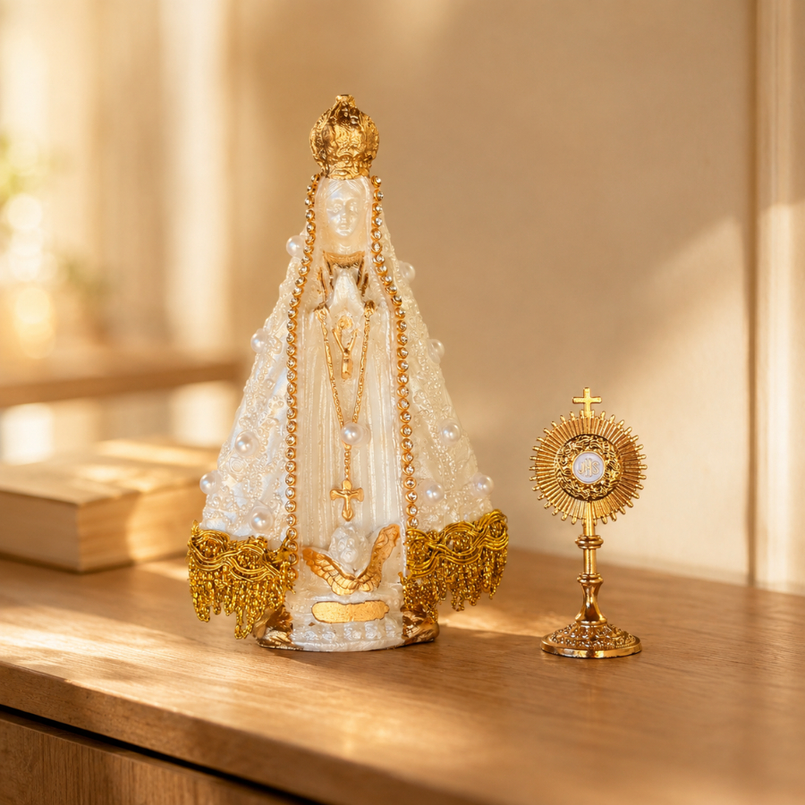 Kit Ostensório Santíssimo Sacramento Nossa Senhora Aparecida Fé Católica