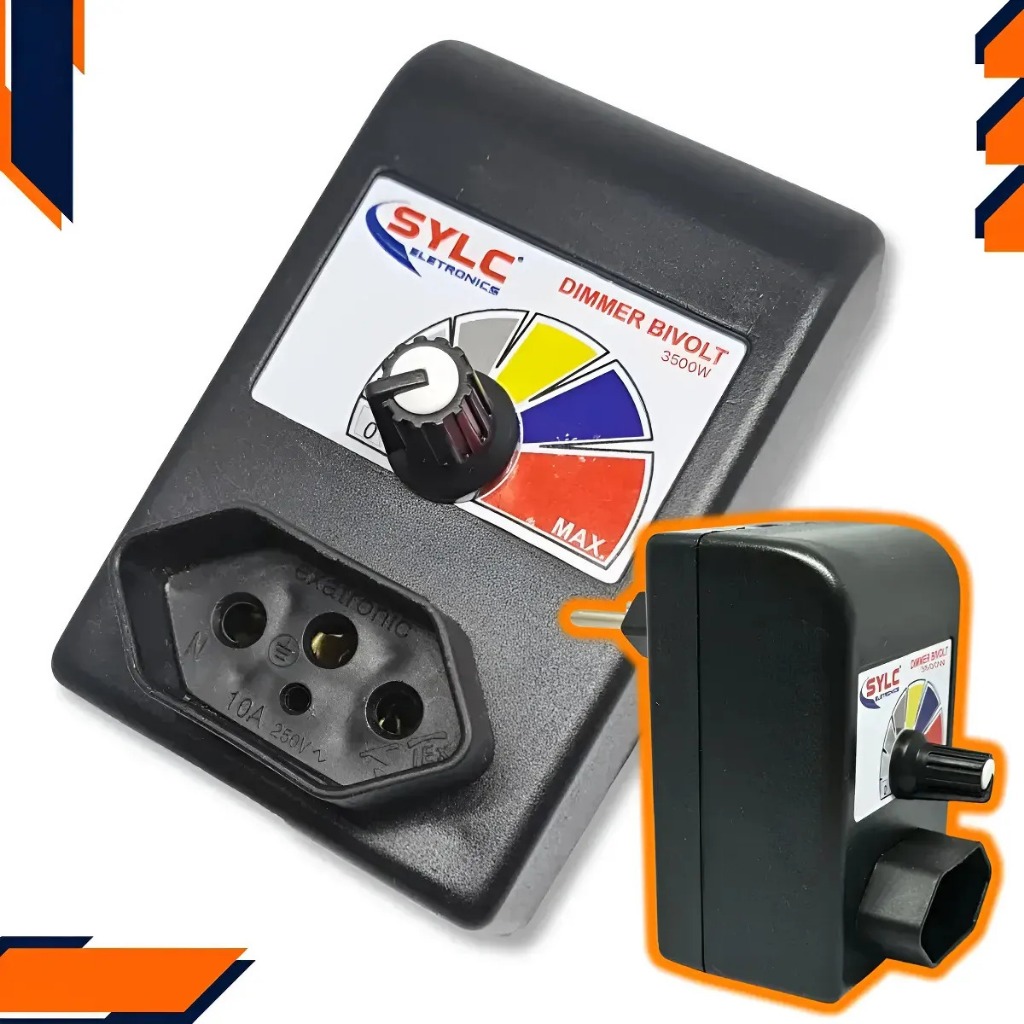 Dimmer Regulador Controlador de Velocidade 3500W Eletrônico c/ Dissipador Tomada Bivolt - Politriz
