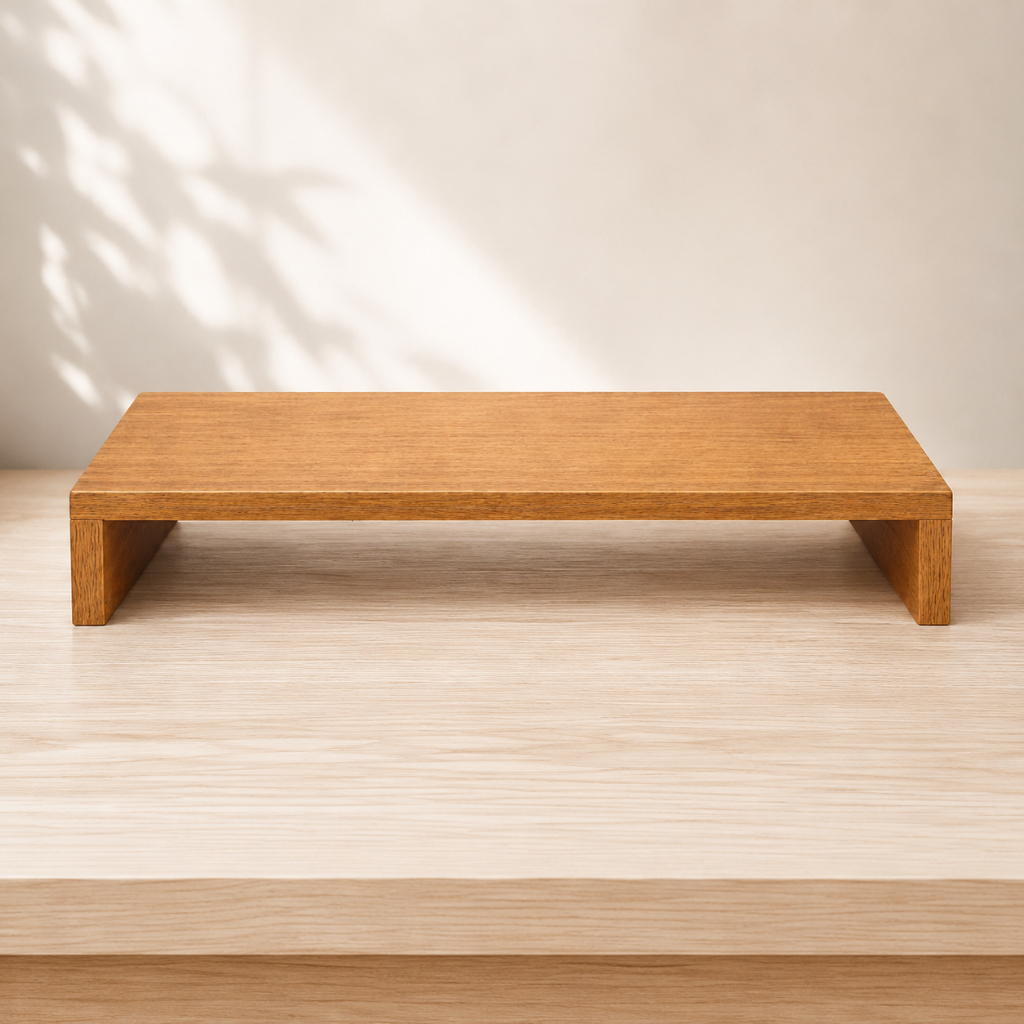 Suporte Monitor MDF Mesa Base Elevada Apoio Notebook Freijó 33x20 Organizador Es