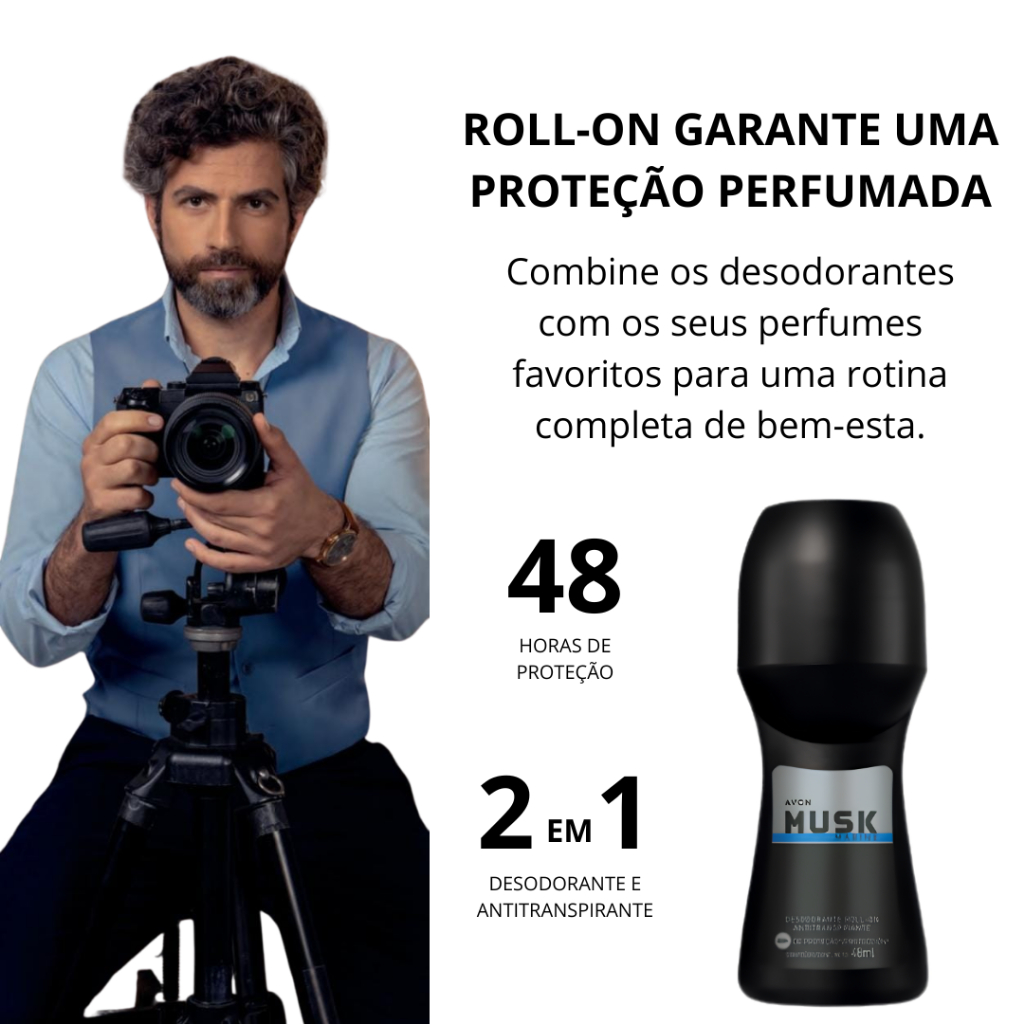Kit com 6 Desodorante Roll-on Musk Marine-Avon. Desodorante Masculino. — imagem 2 de 2