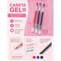 🖊️ Caneta Gel 0,5mm – Kit 3 Cores