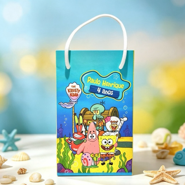 Sacolinhas Personalizadas do Bob Esponja Lembrancinhas / Sacola Personalizada Festa Infantil Para Montar Aniversário