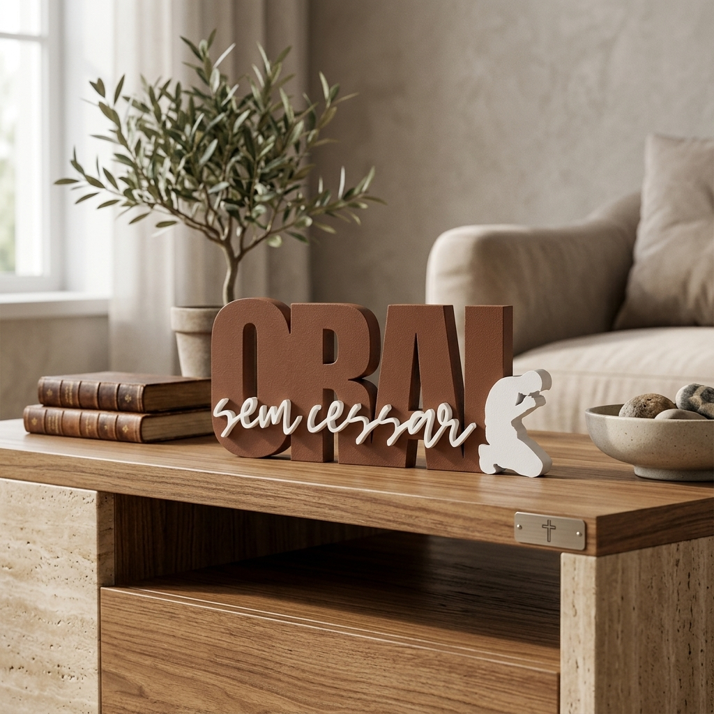 Letreiro Decorativo Orai sem cessar | Decoração Cristã religiosa para Sala, Quarto, Escritório e cantinho de oração