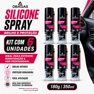 KIT 6 Silicone em Spray ObaGas 180g 350ml – Brilho e Proteção para Plásticos e Painéis