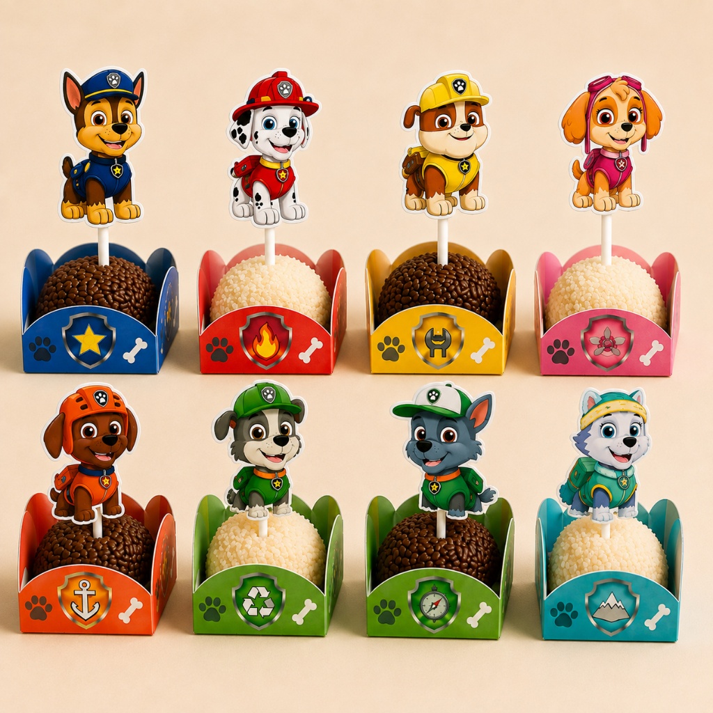 Forminha para Docinho +  Topper para Docinho - Patrulha Canina – Festa Infantil Personalizada