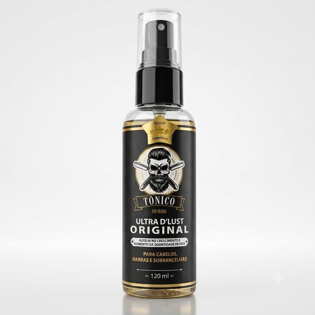 Tônico antiqueda D’Lust Ultra, cabelo, barba e sobrancelha