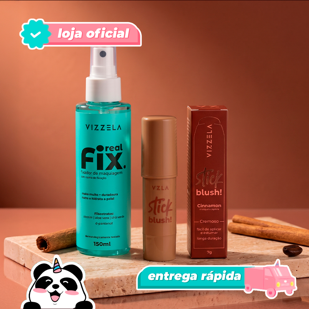 Kit Blush Stick Cinnamon + Real Fix 150ml Original Vegano Vizzela