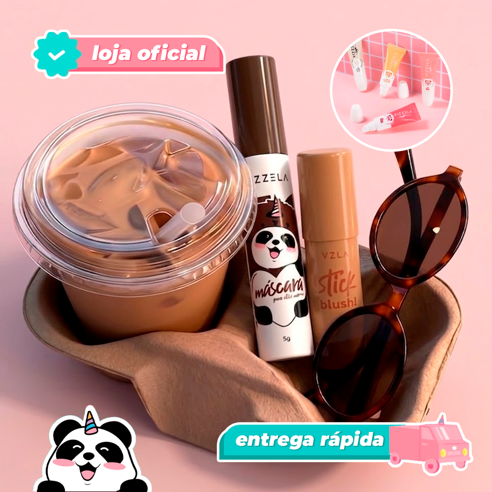 Kit Blush Stick Cinnamon + Big No Panda Brown Marrom + BRINDE Original Vegano Vizzela