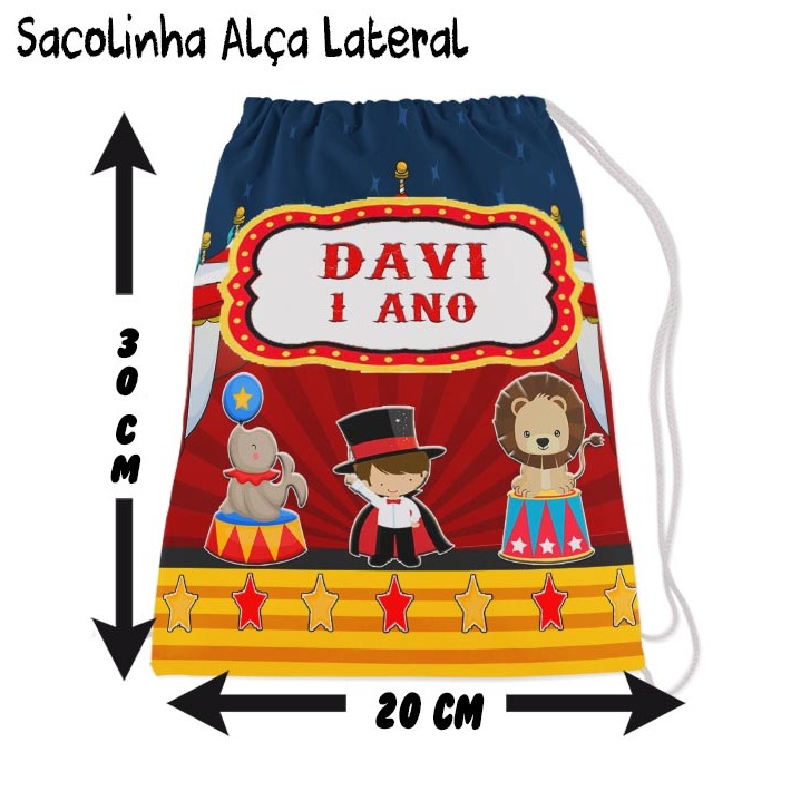 Kit Mochilinha Sacolinha Mochila Saco Sacochila Saquinho Lembrancinha Brinde Aniversario Personalizadas Circo