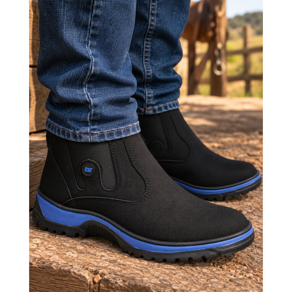 Botina Masculina Caterpillar Bota Texana Calce Facil Trabalho Trilha