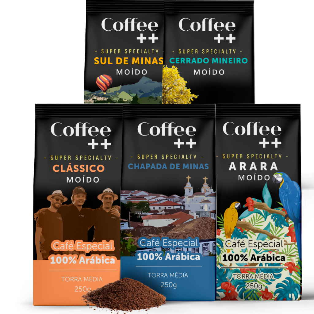 Kit 5 Pacotes Café Especial Torrado e Moído Coffee Mais - 5 x 250 gramas