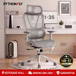 Cadeira de Escritório Ajustável com Pé, Braço 6D e Suporte Lombar - Ergonômica para Home Office e Estudo, 150kg