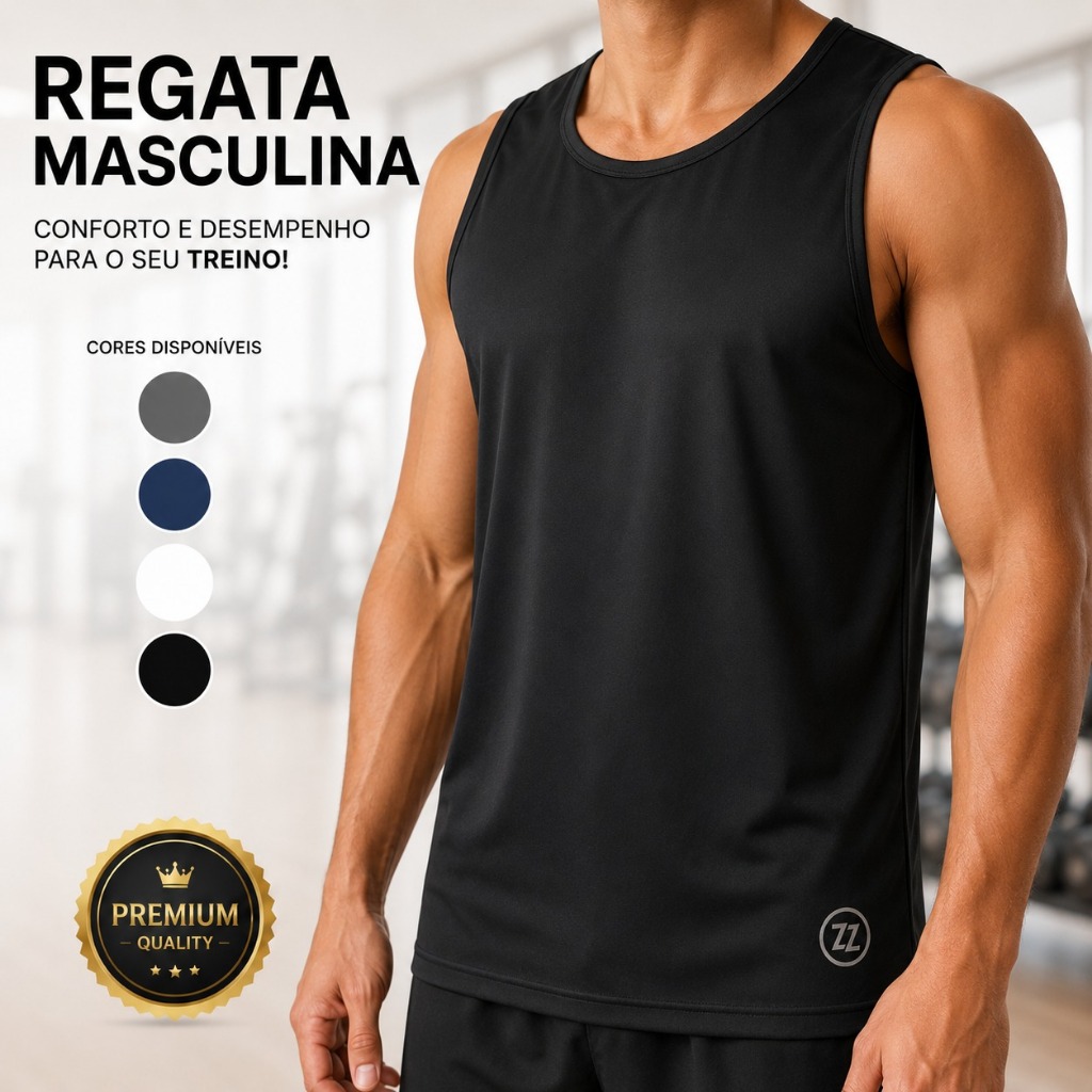 Regata Masculina Esportiva Academia Dry Fit Fitness Treino Corrida Leve Confortável